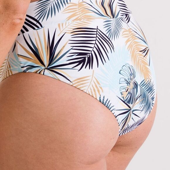 NWT 2XL - Midrise Full Coverage Briefs Bikini Swim Bottom in Palm Print - Picture 11 of 15